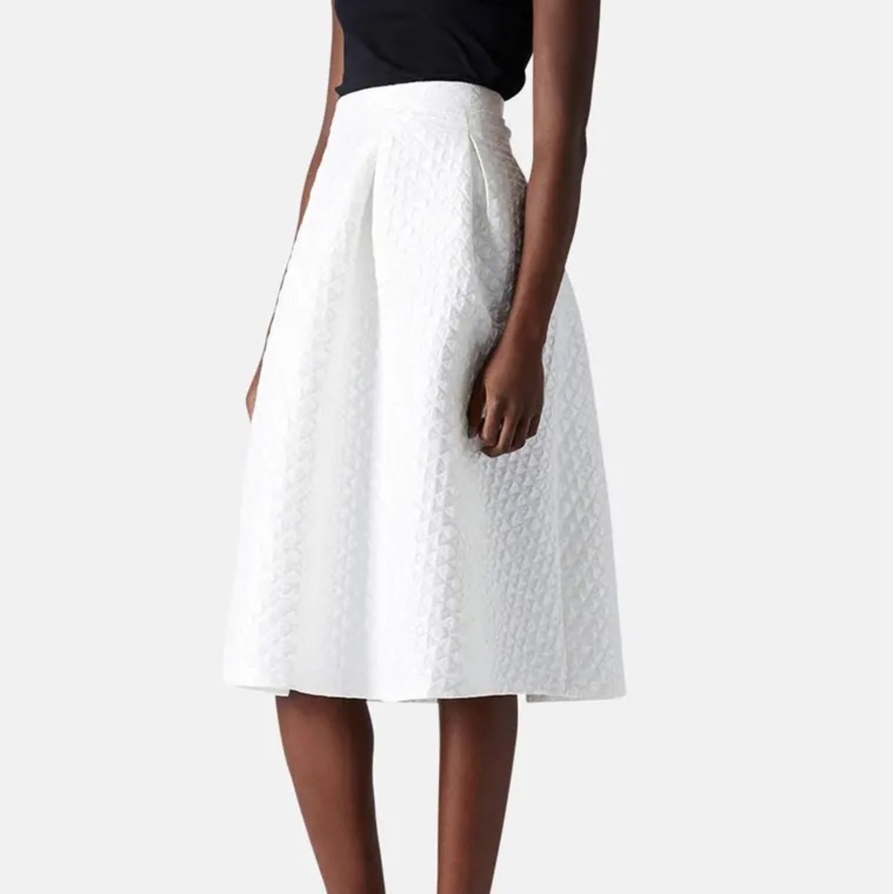 Topshop white jacquard midi skirt